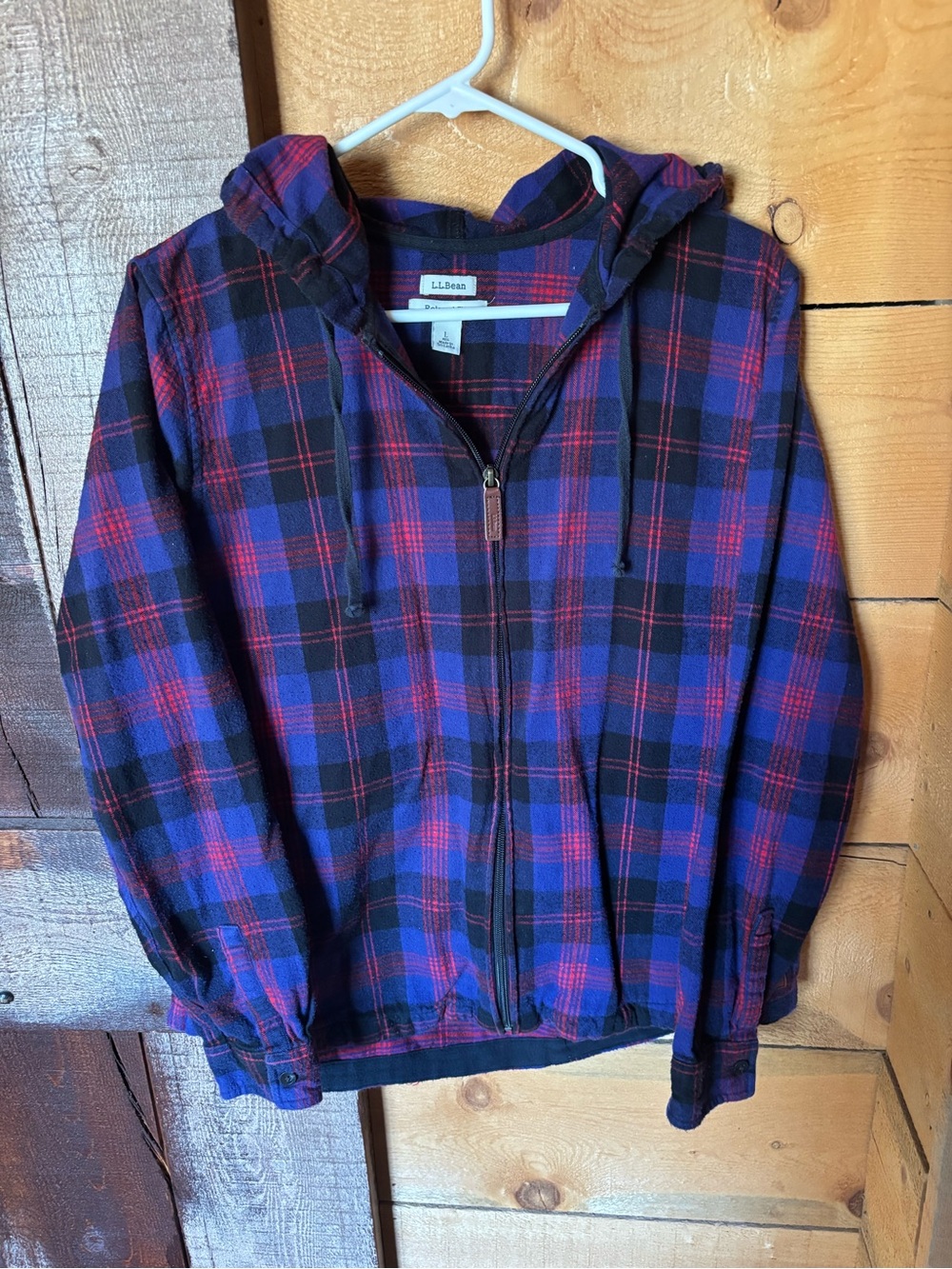 LL Bean Full Zip Scotch Plaid Hoodie
